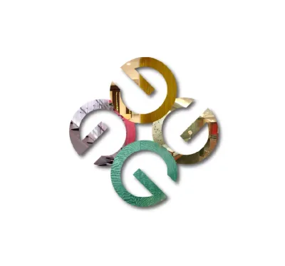 GLAZART logo mark made from decorative glass samples